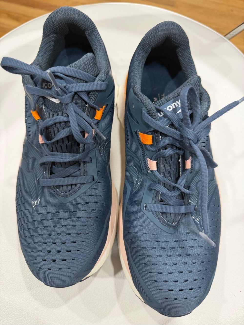 Saucony Navy Sneakers with Pink and Orange Highlights